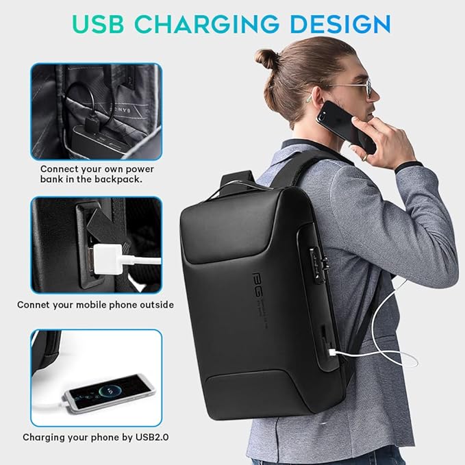 BANGE Anti Theft Backpack,Smart Work Backpack with USB Charging Port, Business Laptop Fit for 15.6 INCH Laptop…