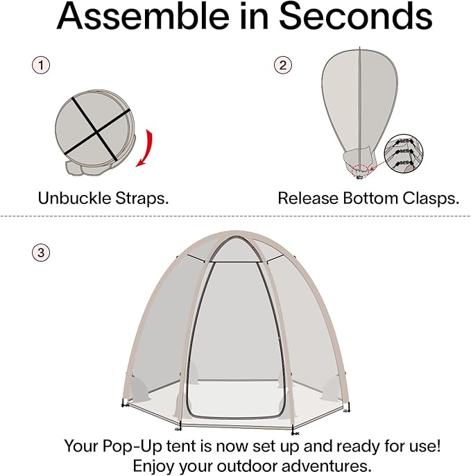 Alvantor Pop Up Bubble Tent,Large Oversize Igloo Screen House,4-6 Person Cold Protection Outdoor Igloo, Winter Tent Snaps Fit 10'x10'x6.5'