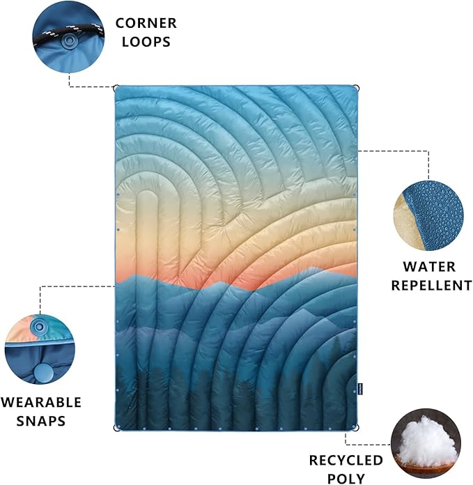 Camping Blanket,Lightweight Down Alternative Puffy Blanket Packable Outdoor Blanket for Camping,Traveling, Stadium, Hiking, Picnics