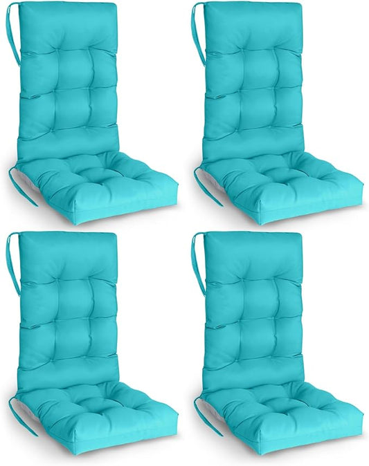 GREENVINES Rocking Chair Cushions Set of 4 | Polyester | Waterproof | Outdoor High Back Rocker Chairs Cushion | Seat with Ties | Non-Slip | Thickened Pad for Patio | 46.5" x 18.5" x 4.3" | Arctic