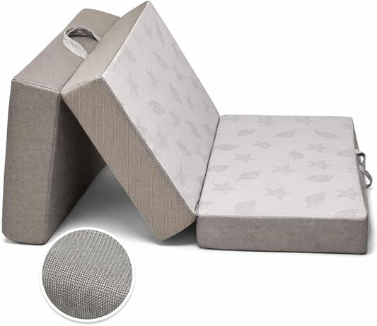 Tri Fold Mattress Twin Size with 2 Washable Removable Covers, 75×38×6 Folding Memory Foam Floor Mat Portable Guest Bed with Non-Slip Bottom for Camping, Travel & Guest Room