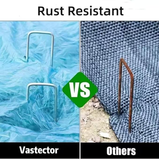 4 inch 20 Pack Silver Galvanized Landscape Staples 8 Gauge Garden Stakes Pins Anti-Rust Ground Stakes U-Shaped Tent Stakes are Used for Weed Barrier, Irrigation Tubing, Yard Lawn, Landscape Fabric