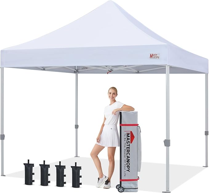 MASTERCANOPY Pop Up Canopy Tent Commercial Grade 10x10 Instant Shelter (White)
