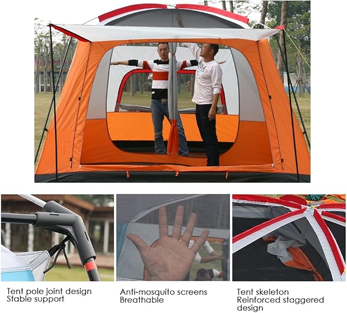 GeRRiT Outdoor Tent, Camping Tent 6 Person, Family Tents for Camping Waterproof, Tent with Living Room and Separate Rooms, 4 Season Tents Big Family Shelter
