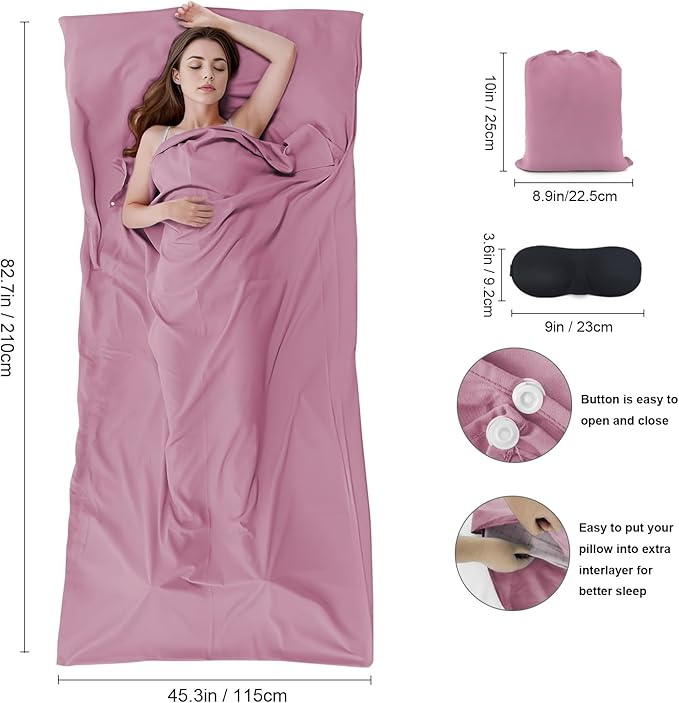 Sleeping Bag Liner,Travel Sheet & Adult Sleep Sack, Camping Sheets Travel Sleep Sack for Backpacking,Hotels & Hostels -Lightweight Single &Double Travel Sheet Camping Sheets