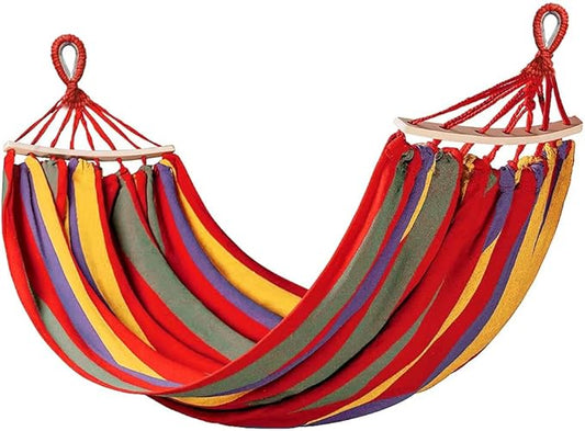 Adult Outdoor Camping Hammock | Heavy-Duty Rope Tree Hammock | Stand Replacement Option | Essential for Patio & Backyard Relaxation (red, Medium)