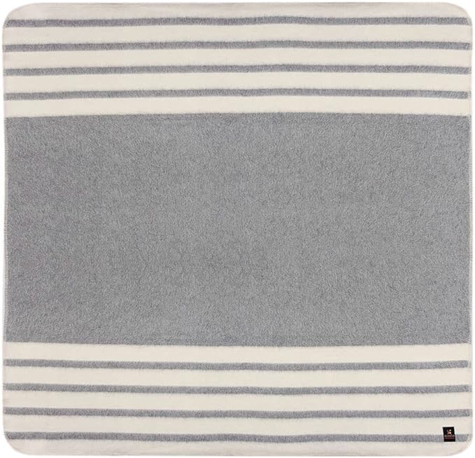 Thick Alpaca Wool Blanket Heavyweight Camping Outdoors Indoors Soft Peru Queen Size Stripes Design (Soft Gray/Ivory, Queen Size)