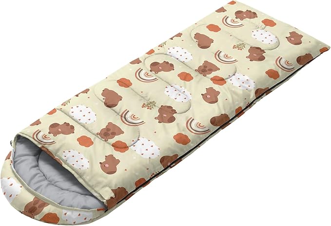 AILONEN Kawaii Puppy Sleeping Bag for Kids Boys Girls,Warm and Cool Weather,Lightweight,Waterproof Backpacking,Cartoon Cute Dog & Duck Animal Themed Blue Sleeping Bag for Camping