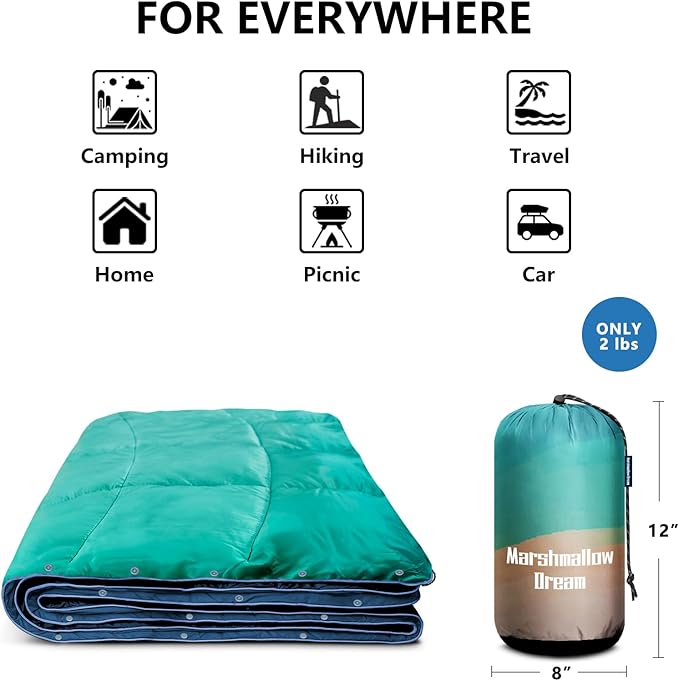 Camping Blanket, Packable Puffy Blankets Lightweight Windproof Waterproof for Outdoors,Hiking, Backpacking,Beach,Car,Picnic,Stadium