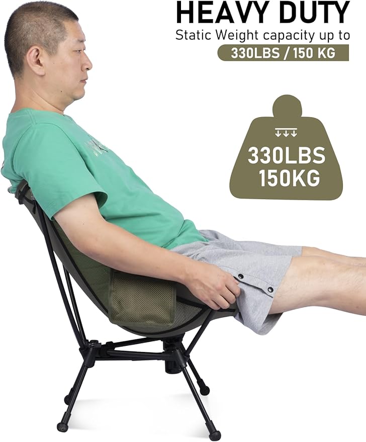 WildCall Lightweight Folding Camping Chair Compact Beach Chair with Anti-Sinking Large Feet