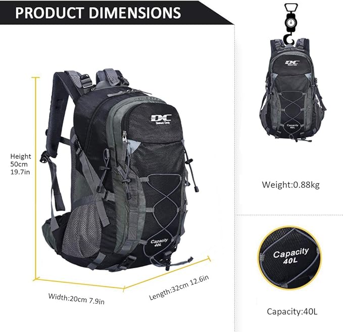 Diamond Candy Waterproof Hiking Backpack for Men and Women, Lightweight Day Pack for Travel Camping | Waterproof, Lightweight, for Travel Camping