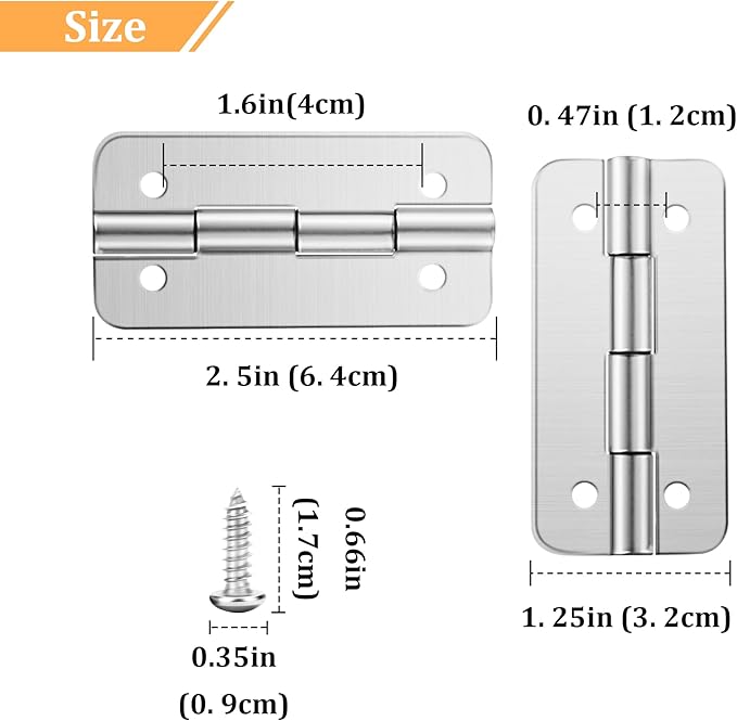 LBB-Parts Cooler Hinges for Igloo Ice Chests, Stainless Steel Replacement Hinges with Screws, Fits Igloo Rectangular Coolers 25-165 Qt, Replaces Part #24005