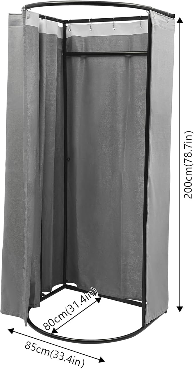 D-Shaped Portable Changing Tent - Grey Privacy Dressing Room for House, Office, Shopping Mall - Removable, Indoor/Outdoor, Boutique Fitting Room