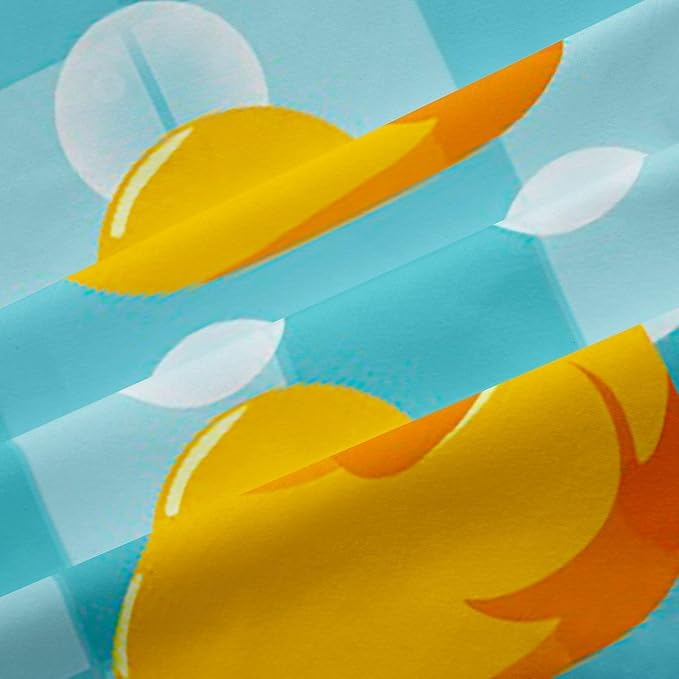 Cute Cartoon Ducks Window Curtain | Duck Shower Window Drapes for Boys Bedroom Decor,Blue Grids Blackout Curtains Beach Party Living Room Top 2 Panels,42Wx63L