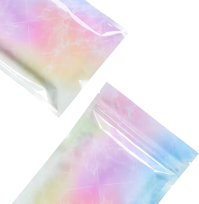 QQ Studio Smell Proof Colorful Sample Bags for Gummies and Dry Herbs, Odor Locking Designed Candy Storage Bags with Heat Seal (Rainbow, 2.75 x 4 Inch (100 Bags))
