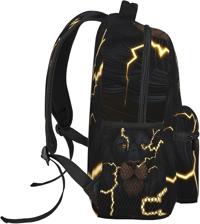 Backpack Lightweight Anti-Theft Multipurpose Golden Cool Lion Art Shoulder Bag Large Capacity Travel Hiking Backpack With Padded Straps