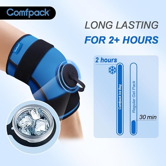 XL Refillable Ice Bag for Injuries, 21.2" x 13" Travel Ice Water Bag Physical Cold Therapy with Straps for Full Back, Hip, Pain Relief for Injuries, Muscle Pain, Swelling, Bruises ﻿
