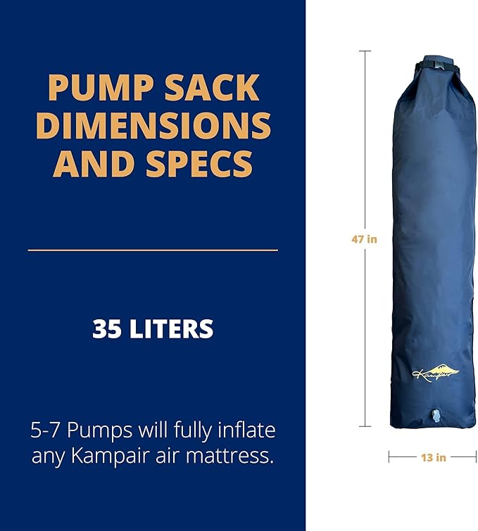 35L Pump Sack – Quick Inflation Air Pump Bag for Sleeping Pads, Air Mattresses, Inflatable Camping Mats & Pillows, Compact & Portable, Waterproof Outdoor Dry Bag