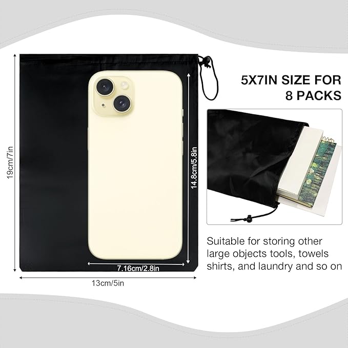 HIIXHC 8-Pack Drawstring Bags with Toggle, Durable Nylon Backpack, Cinch Sack and Ditty Pouch for Gym, Sports, Travel, and Daily Use