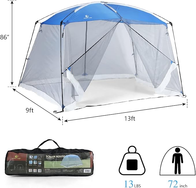 LET'S CAMP Screen House Tent 13"X 9",Netted Canopy Mesh Tents for Patios Camping, Blue