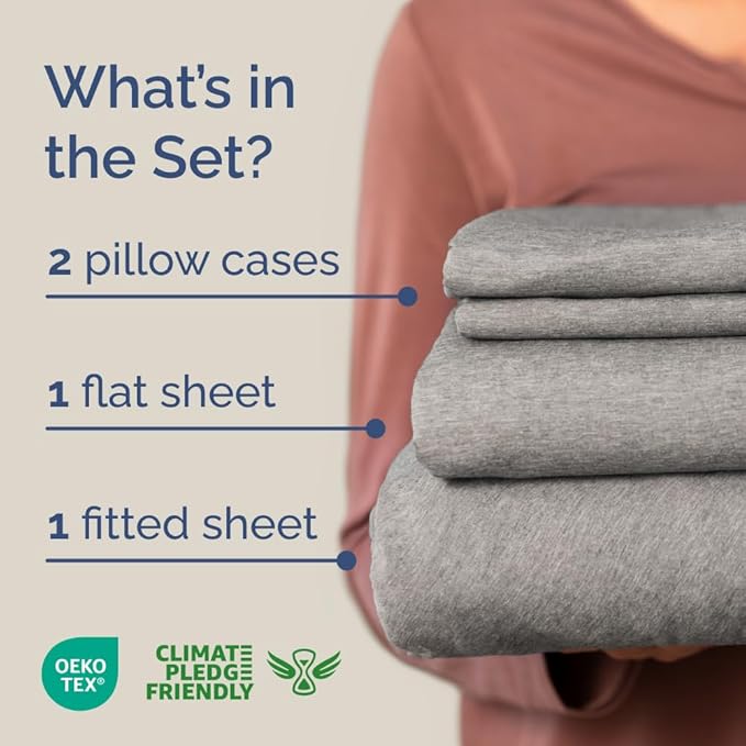Full XL Bed Sheet - 4 Piece Full XL Bed Sheets Set - Soft, Breathable & Cooling - Hotel Luxury Bedding for Women, Men, Kids, Teens, Boys & Girls - Deep Pockets, Fade & Wrinkle Free - Heathered Grey