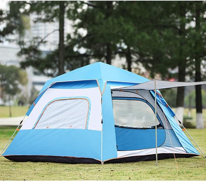 GeRRiT Full Waterproof Holiday Family Tent for 3-4 Persons, Pop Up Tent Waterproof Sun Shade Anti UV for Beach/Hiking/Backpacking/Fishing Instant 4 Season Sun Shelter, Orange