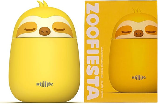 Zoofiesta Insulated Stainless Steel Food Container 20.2oz – Leakproof & Portable –Keeps Food Hot 12hours Cold for 24Hours – Perfect for Kids, School, Work & Travel (Sloth)