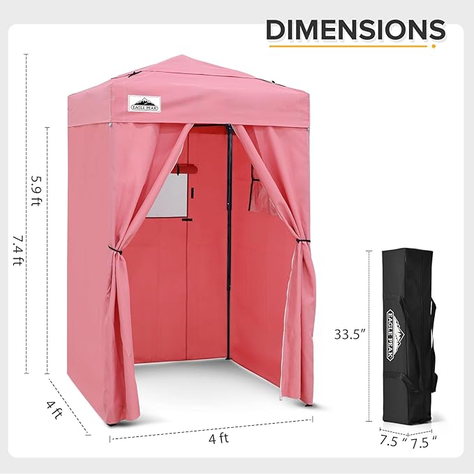 EAGLE PEAK Flex Ultra Compact 4x4 Pop-up Canopy Tent with Vented Top, Sun Shelter, Fast Set Up Changing Room, Portable Privacy Canopy for Camping, Photoshoots, and More (Pink)