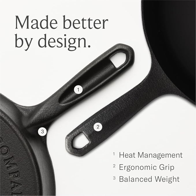 Field Company 8.38 Inch (Small) Cast Iron Skillet – No.6, Perfect for 2 Servings, Lightweight & Smooth, Preseasoned with Organic Oil – Made in USA, Non-Toxic, Vintage Design