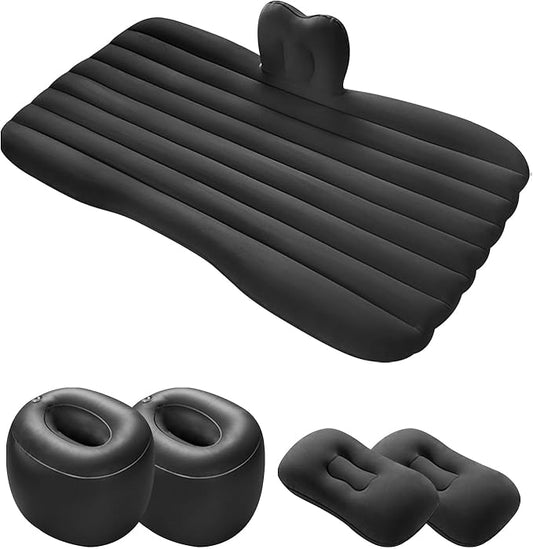 Ergocar Inflatable Mattress Camping Thickened Portable Travel Camping Flocking Bed Double-Layer Inflatable Valve Suitable for Suvs, Rear Seats, Automobiles