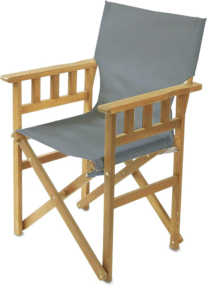 BYER OF MAINE Pangean Campaign Chair, Portable Ash Wood Folding Chair with Heavy-Duty Canvas Seat Material. Ideal Patio, Deck & Camping Seat 20″D × 23″W × 36″H, 250 lbs Capacity in Ash Granite