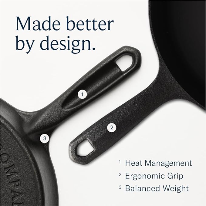 Field Company 10.25 Inch Cast Iron Skillet (Medium) – No.8, Perfect for 2-4 Servings, Lightweight & Smooth, Preseasoned with Organic Oil – Made in USA, Vintage Design