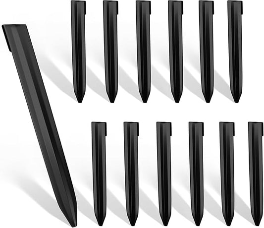 Worth Landscape Edging Stakes, 13Pcs 8Inch Corrugated Metal Garden Stakes Galvanized Steel Bender Board Anchoring Spikes, Black
