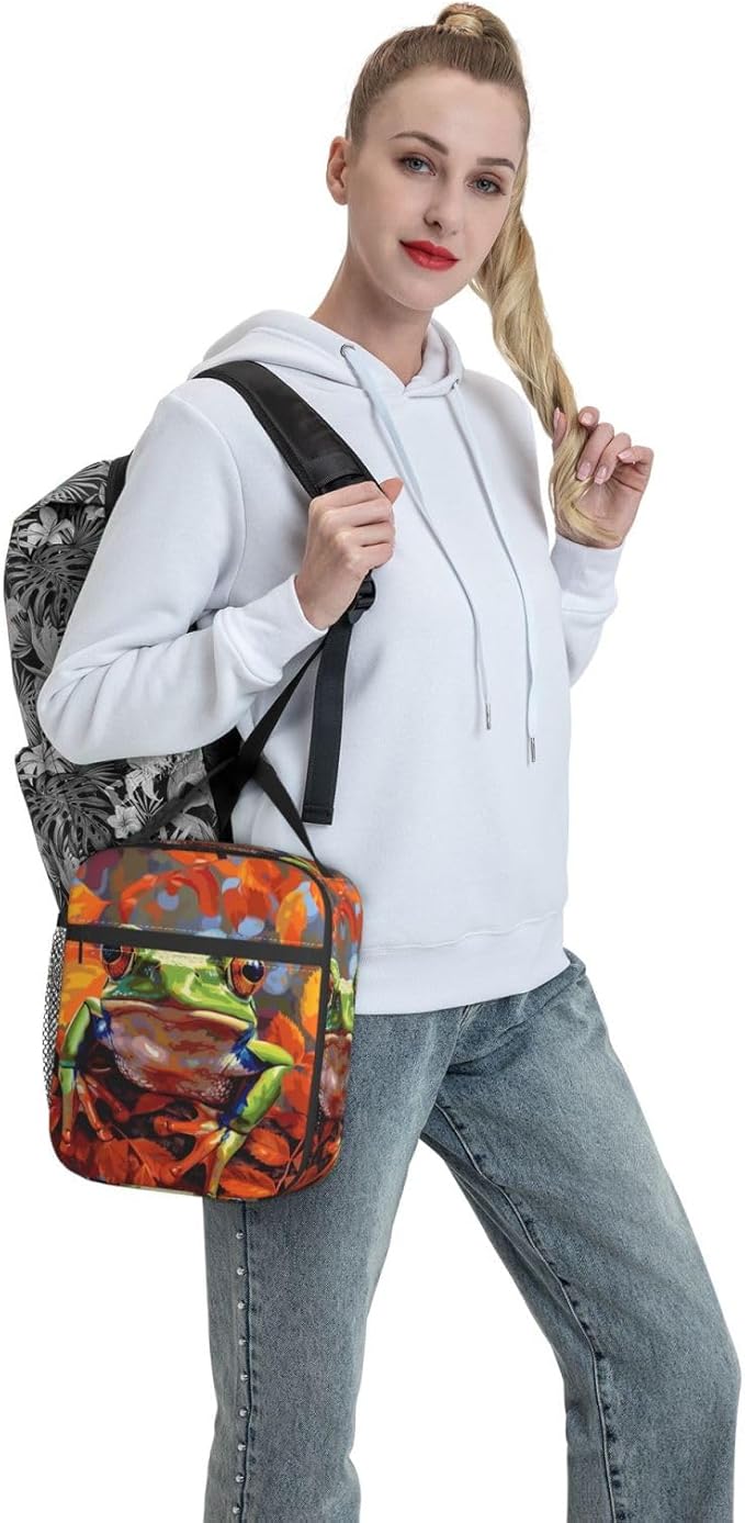 Frog Insulated Lunch Box for Women Men Frog Lunch Bag for Work,Picnic,Travel,Hiking,Beach or Fishing Polyester