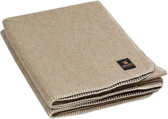 Thick Alpaca Wool Blanket Heavyweight for Camping Outdoors or Using Indoors | Soft Peruvian Alpaca Wool Blankets (Tan/Brown, Twin)