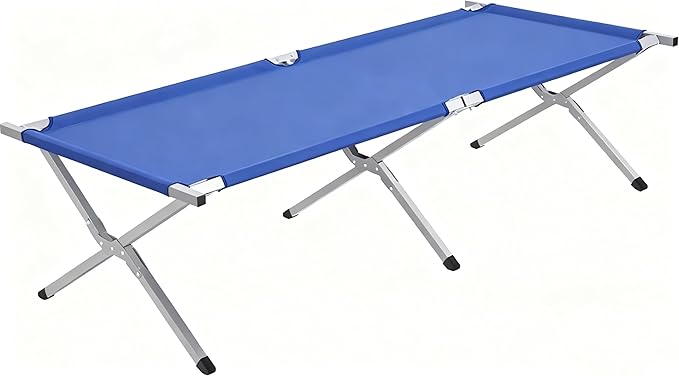 Camp Bed, Portable Folding Camping Cot for Adults,Indoor Outdoor Portable Sleeping Cot for Hiking, Camping with Carrying Bag (Blue)