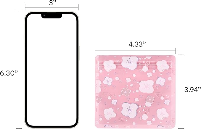 QQ Studio 100 PCS Clear Print Poly Plastic Color Empty Hangover Starter Kit with Resealable Zipper Seal Lock (Sakura, 4.33 inch x 3.94 inch)