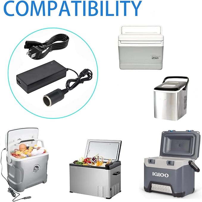 12V AC Converter Compatible with Igloo Iceless Thermoelectric Coolers，Replacement for Igloo Iceless Kool Mate Cool Chill Thermolectric Coolers Power Supply Cord