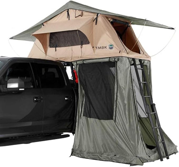 Overland Vehicle Systems LD TMBK Roof Top Tent Annex Green Base with Black Floor & Travel Cover - 420D Polyester Oxford Waterproof Material -1000g PVC Based Floor