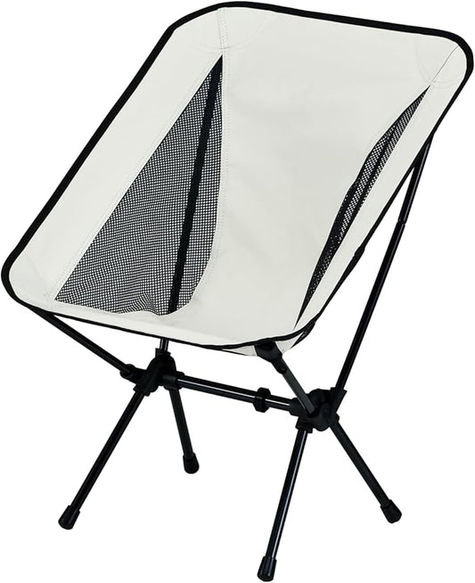 Lightweight Portable Camping Chair,Sturdy with X-Frame,120kg Capacity,Foldable with Carry Bag,Quick Setup for Outdoor,Hiking,Beach,Backpacking (Desert White)