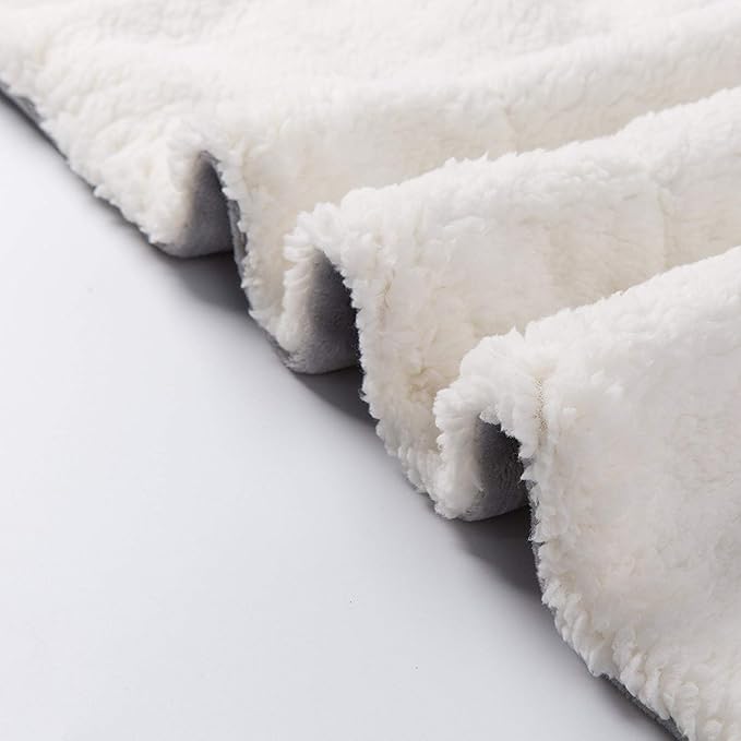 NANPIPER Sherpa Blanket Twin Thick Warm Blankets for Winter Bed Super Soft Fuzzy Flannel Fleece/Wool Like Reversible Velvet Plush Fabric(Light Grey Twin Size 60"x80")