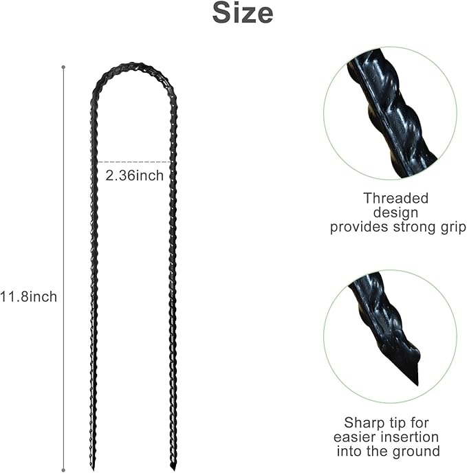 12 Pcs 12 Inch Trampoline Stakes: Trampoline Anchors High Wind Heavy Duty U Stakes for Ground - Trampoline Stakes Tie Down Anchor Kit for Swing Set, Soccer Goal & Camping Tents