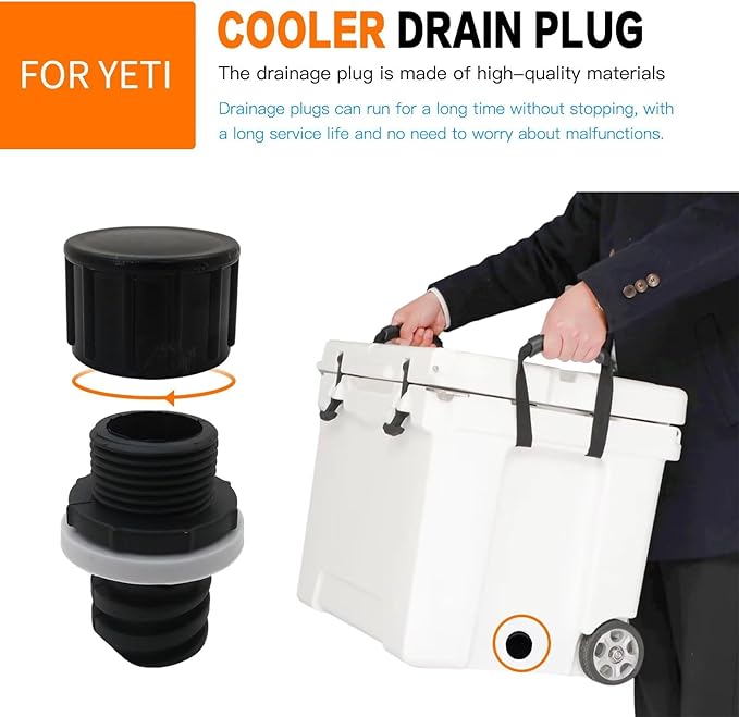Cooler Drain Plug Replacement for YETI RTIC ORCA Model Coolers, Black
