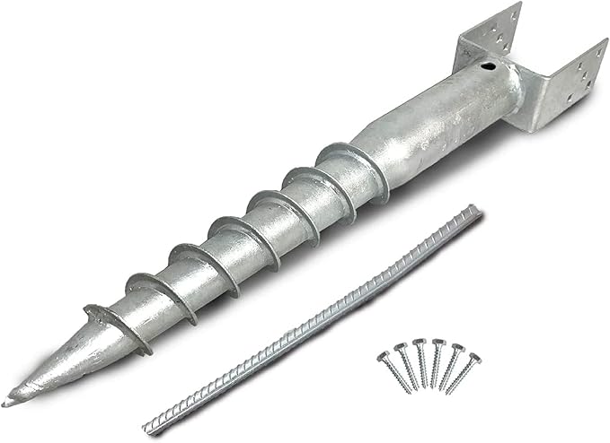 Ashman Ground Screw (2 Pack), No Dig, U-Model Screw in Post Stake - 27" Inch Long, Fits Standard 4x4 (3.5" X 3.5" Inch) Great for Mailbox Posts.
