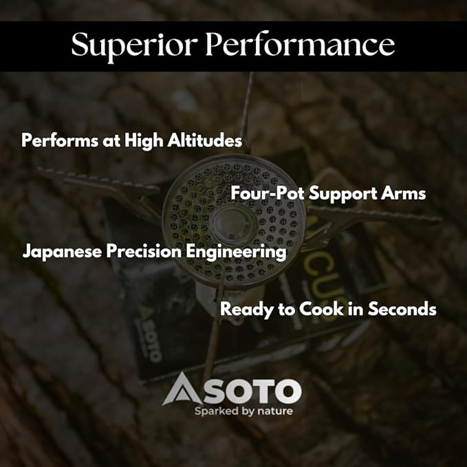 SOTO Amicus Stove with or without Igniter Camping Stove - Superior Under Windy Conditions, Shock Resistant, and Low-cost With High-end Performance Stove