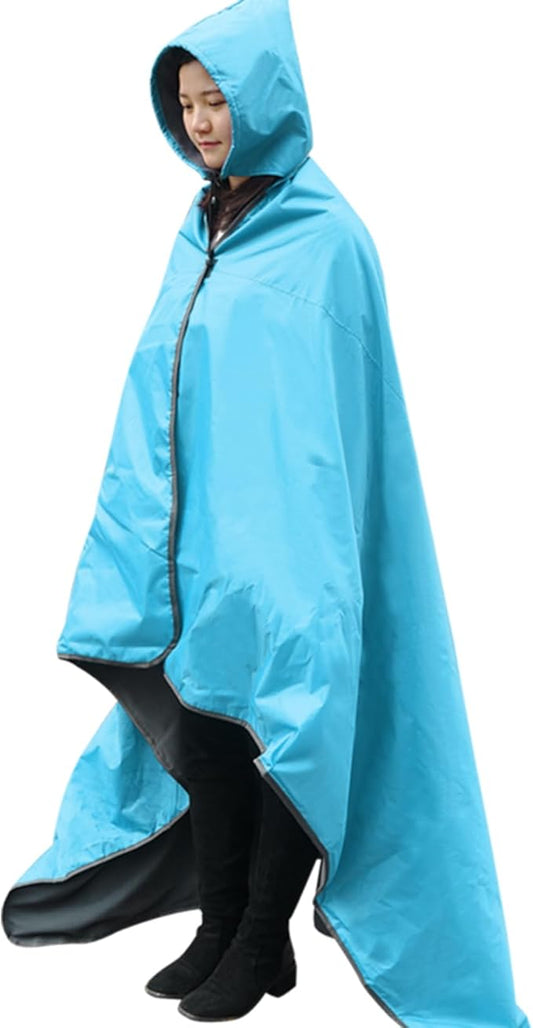 Outdoor Waterproof Camping Blanket - Hooded Fleece Windproof Blanket for Stadium, Sporting Events, Concert, Picnic, Car, Boat - Packable Camp Blanket for Cold Weather, Camping Gear Must Haves