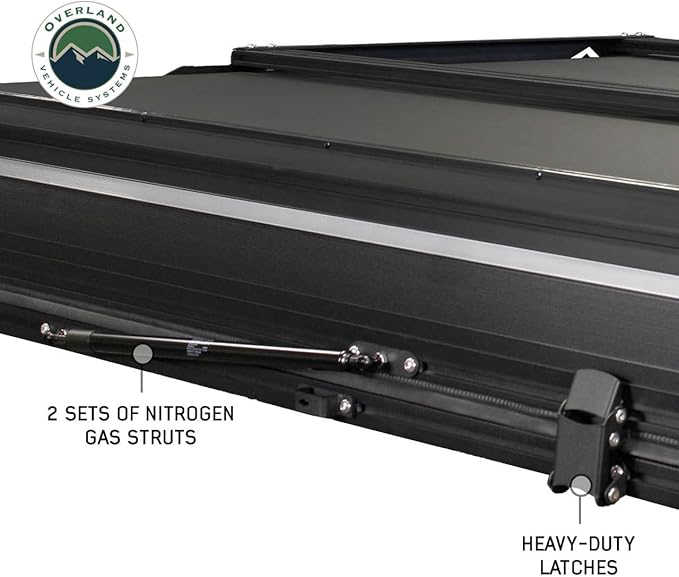 Overland Vehicle Systems XD Everest Cantilever Aluminum Hard Sheel Roof Top Tent with Black Out Kit - Grey Body & Black Rainfly