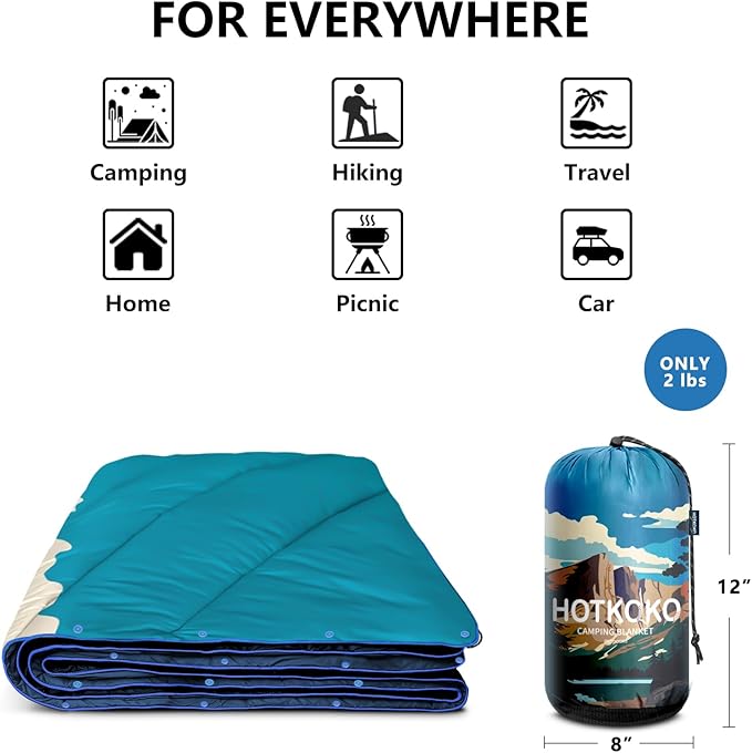 Camping Blanket,Lightweight Puffy Printed Camping Blanket Packable Outdoor Blanket for Camping,Traveling, Stadium, Hiking, Picnics