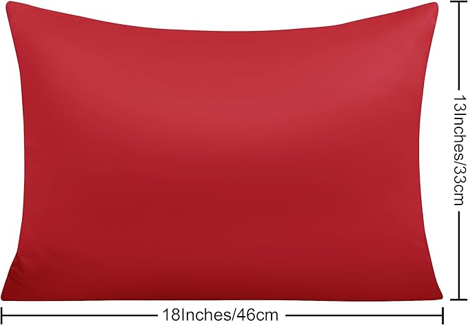 NTBAY Zippered Silk Satin Toddler Pillowcases - 2 Pack Hidden Zipper 13x18 Pillowcases - Luxury and Silky Baby Travel Pillow Covers, Red
