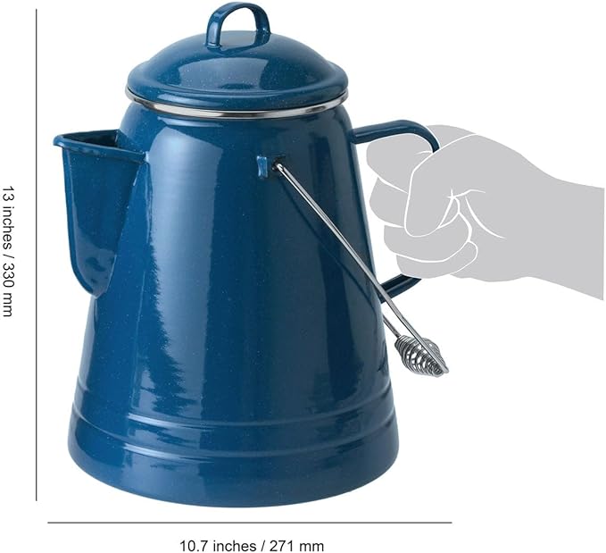 GSI Outdoors 15166 Pioneer Enamel Camping Coffee Pot - 36 Cups, Blue